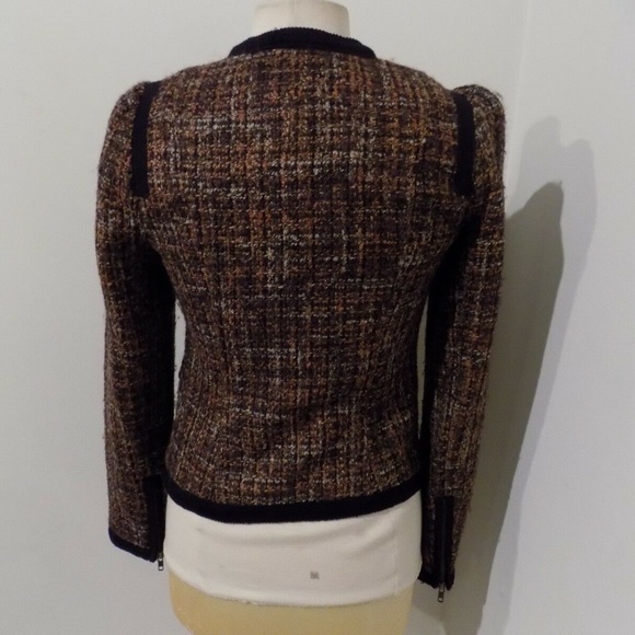 FREE PEOPLE Brown Orange Beige Black Tweed Coat, 2 - Picture 5 of 5
